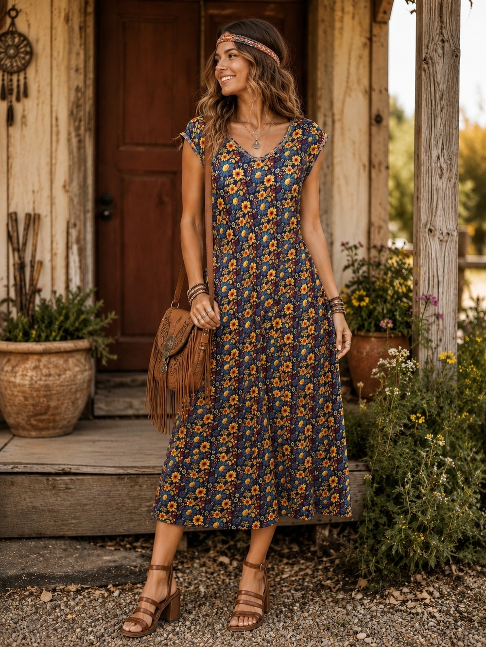 Natural Life Sunflower Maxi Dress – Boho Favorite! Oversized XS/S